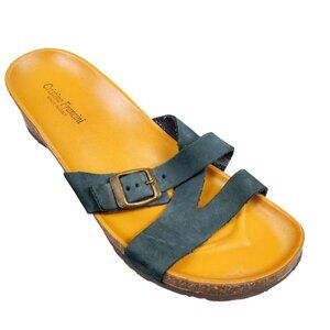 Cristina Francini Women's Slip-On Cork Wedge Sandals Brown & Black Size 8